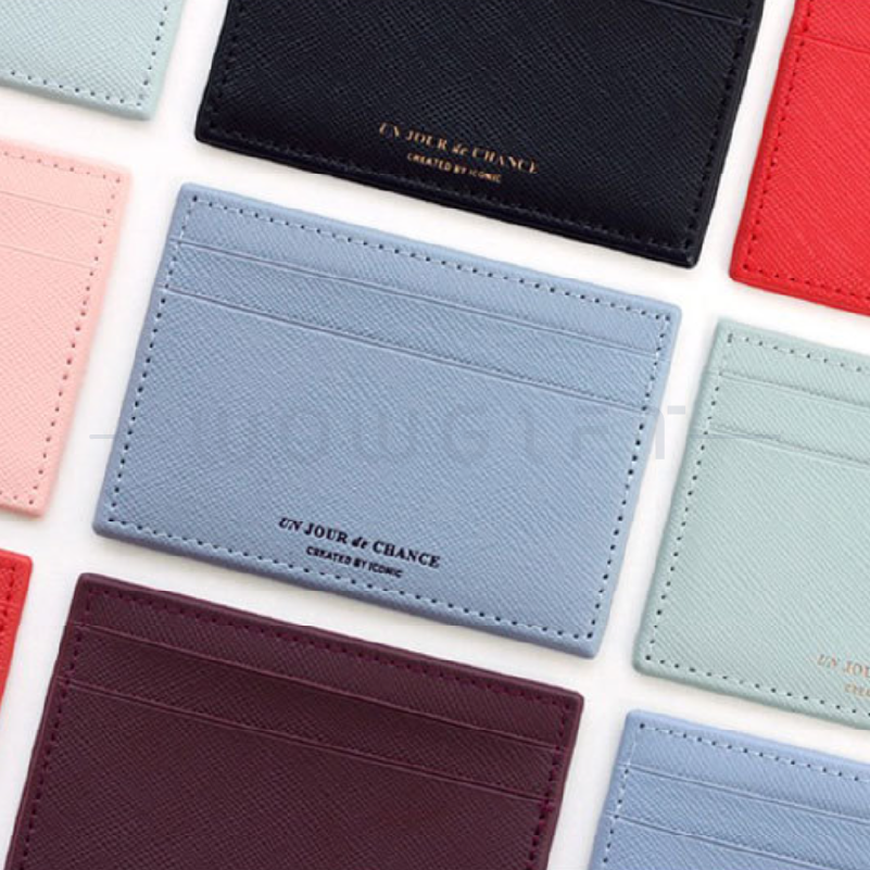 十字紋皮革信用卡夾