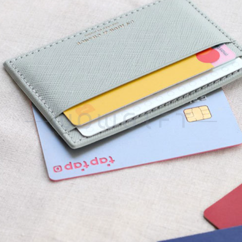 十字紋皮革信用卡夾