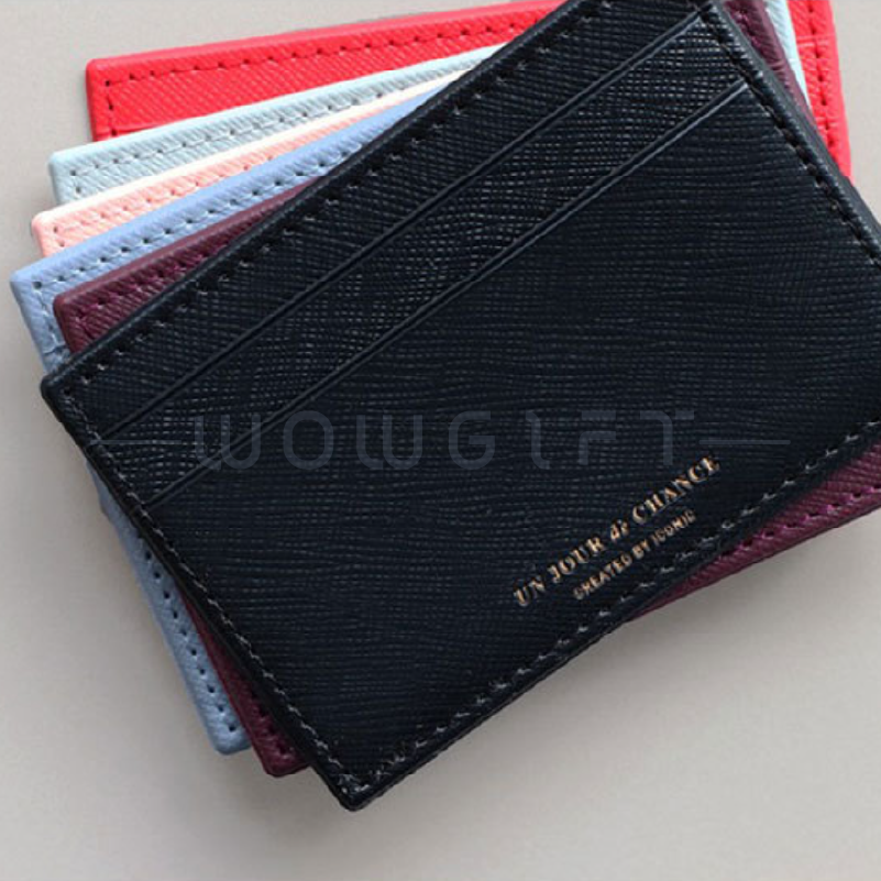 十字紋皮革信用卡夾