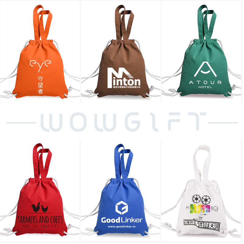 棉布束口袋客製．手提後背兩用束口袋．企業活動布袋