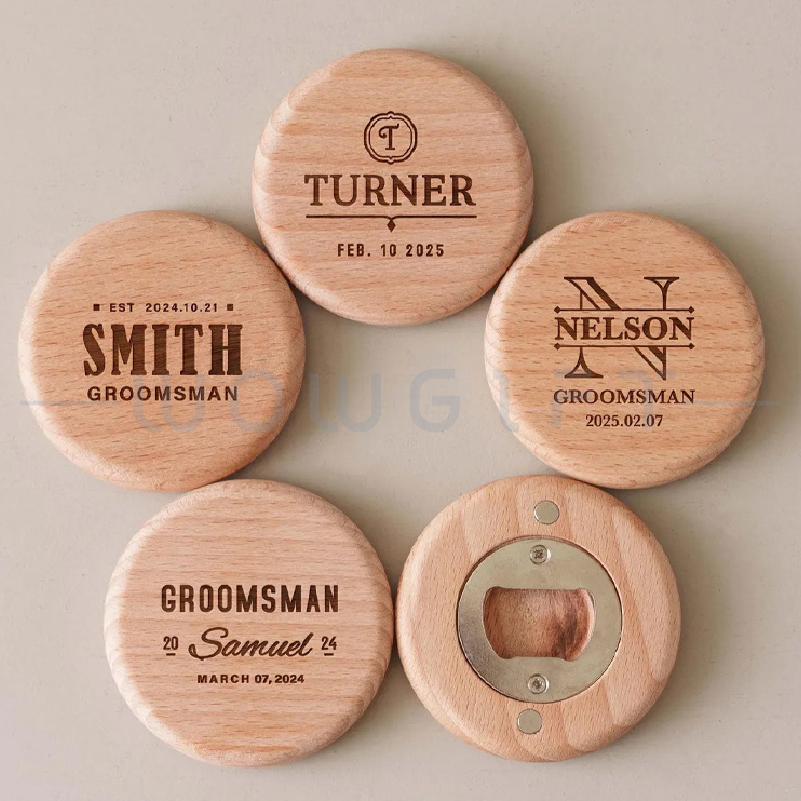 木質開瓶器客製．圓形磁吸啤酒開瓶器