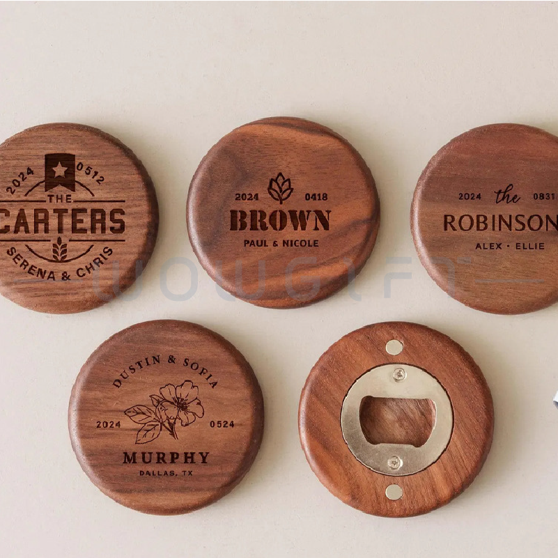 木質開瓶器客製．圓形磁吸啤酒開瓶器