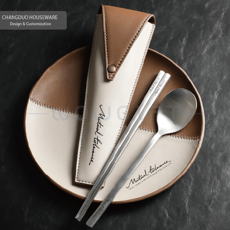 客製化質感皮革袋｜不鏽鋼餐具