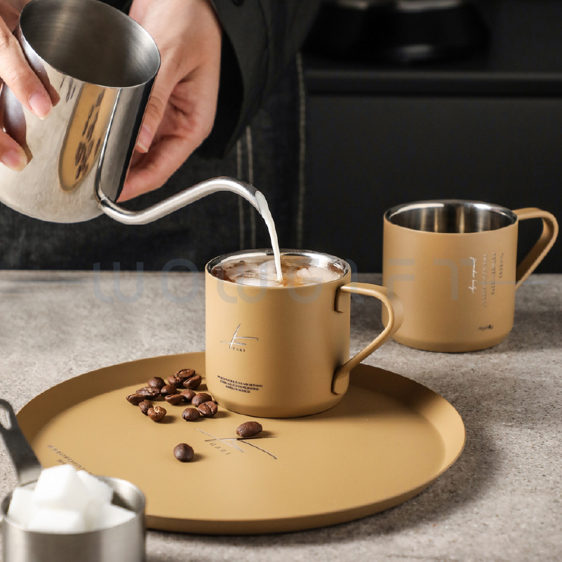 卡其雙層咖啡杯客製