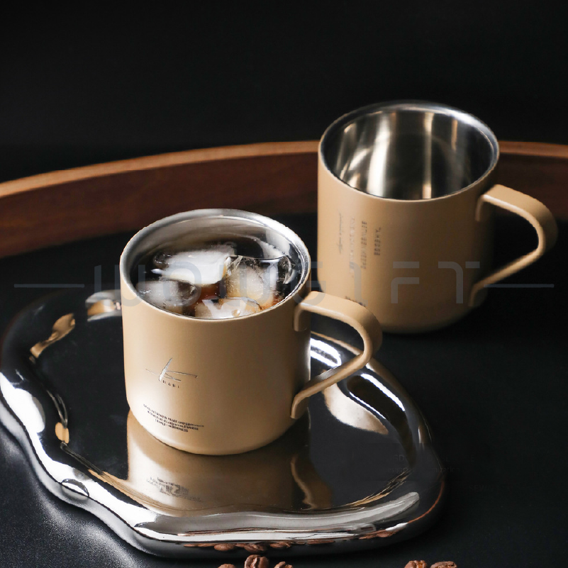 卡其雙層咖啡杯客製