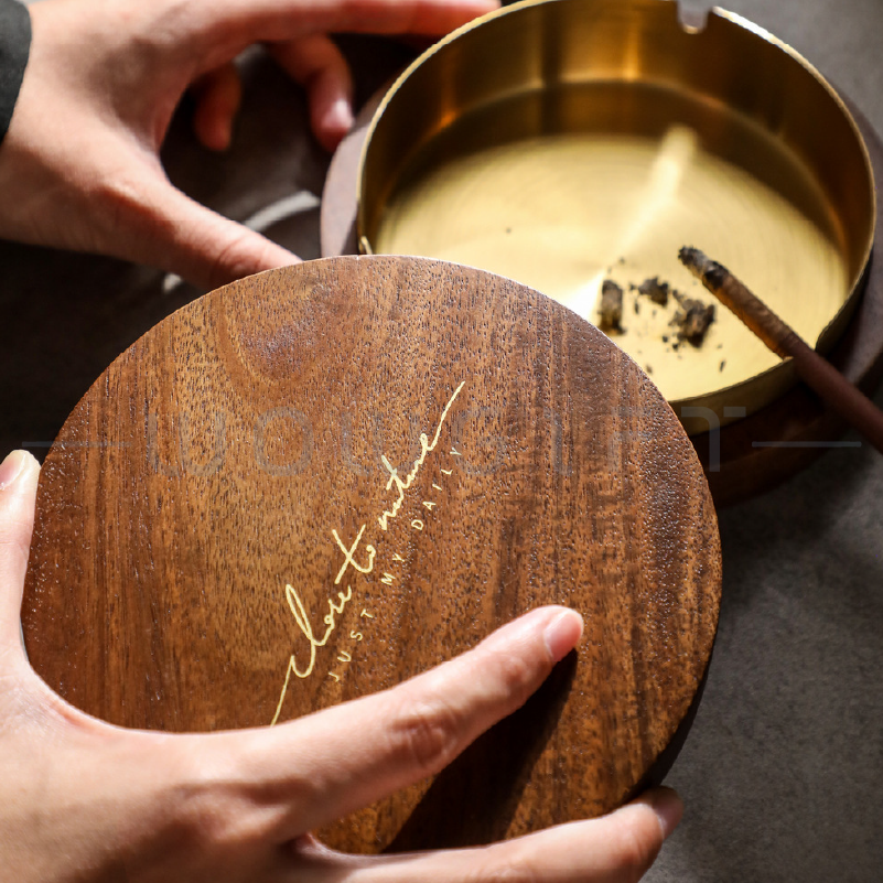 木蓋金屬煙灰缸客製