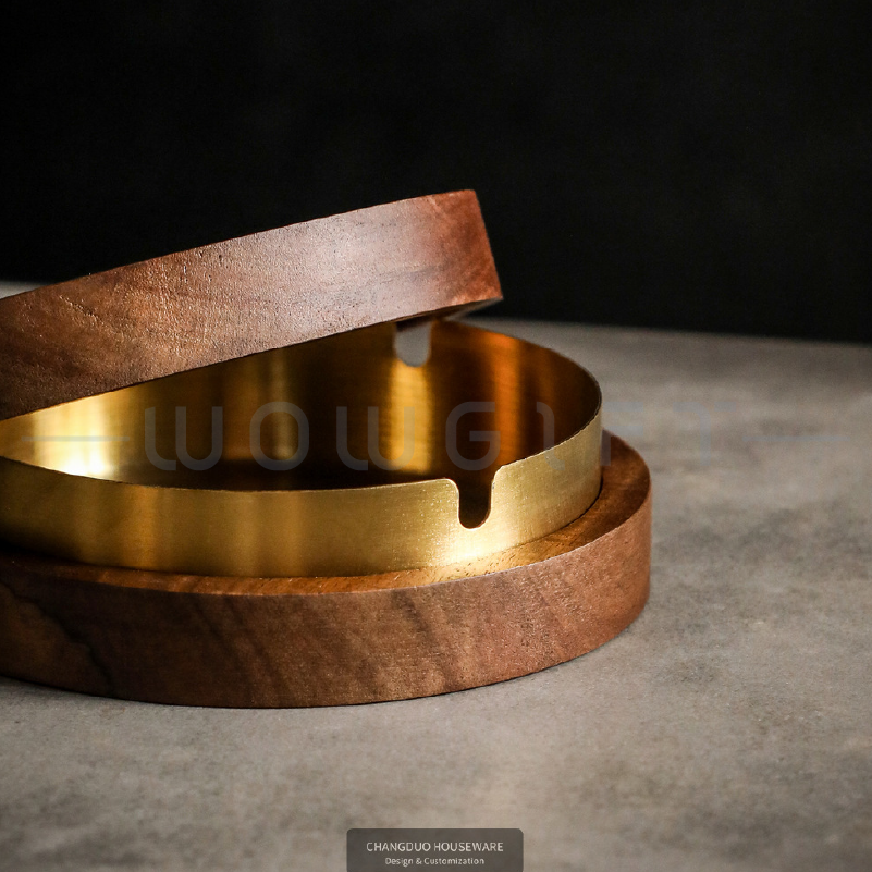 木蓋金屬煙灰缸客製