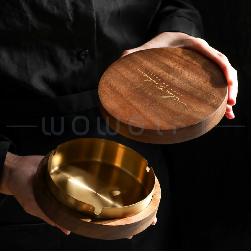 木蓋金屬煙灰缸客製