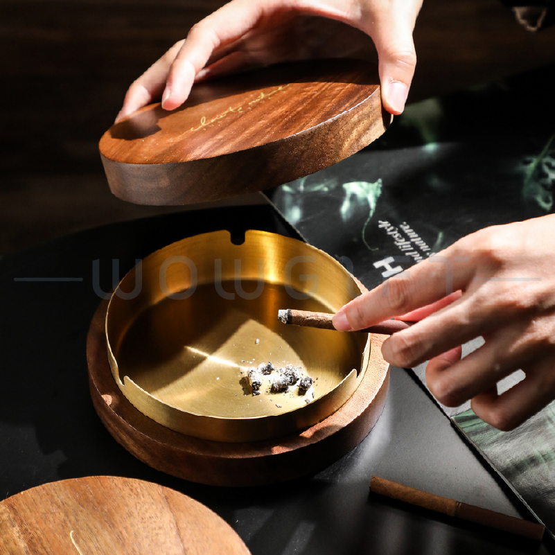 木蓋金屬煙灰缸客製