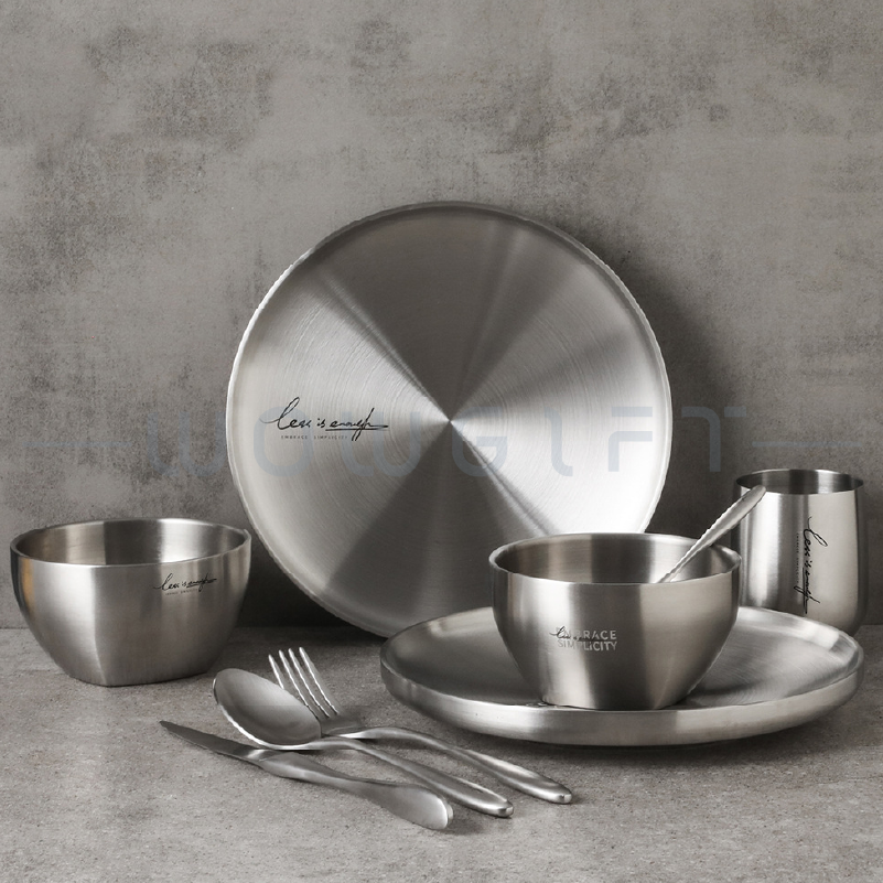 日式304不鏽鋼霧面雙層牛排盤客製