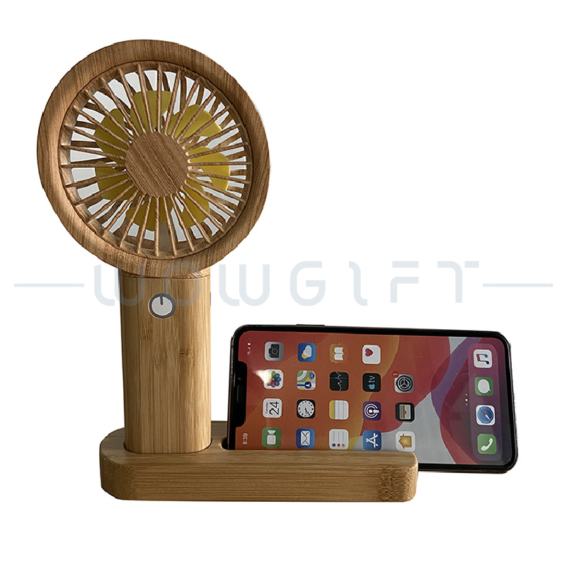竹製手持桌面小風扇三合一客製，辦公室禮盒