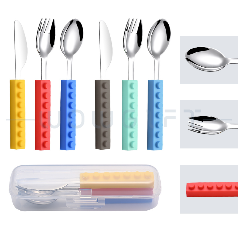 積木造型兒童餐具三件組客製