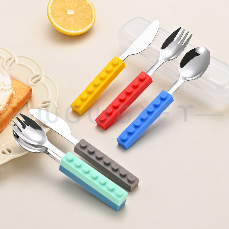 積木造型兒童餐具三件組客製