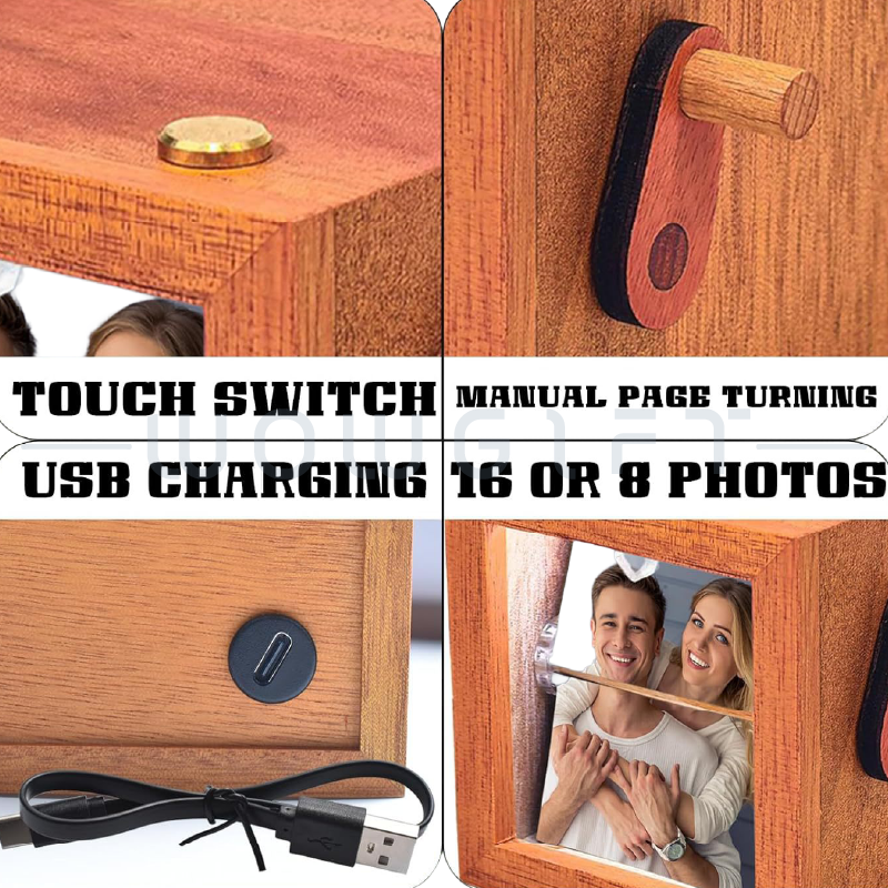 手搖翻頁發光相框客製．照片紀念