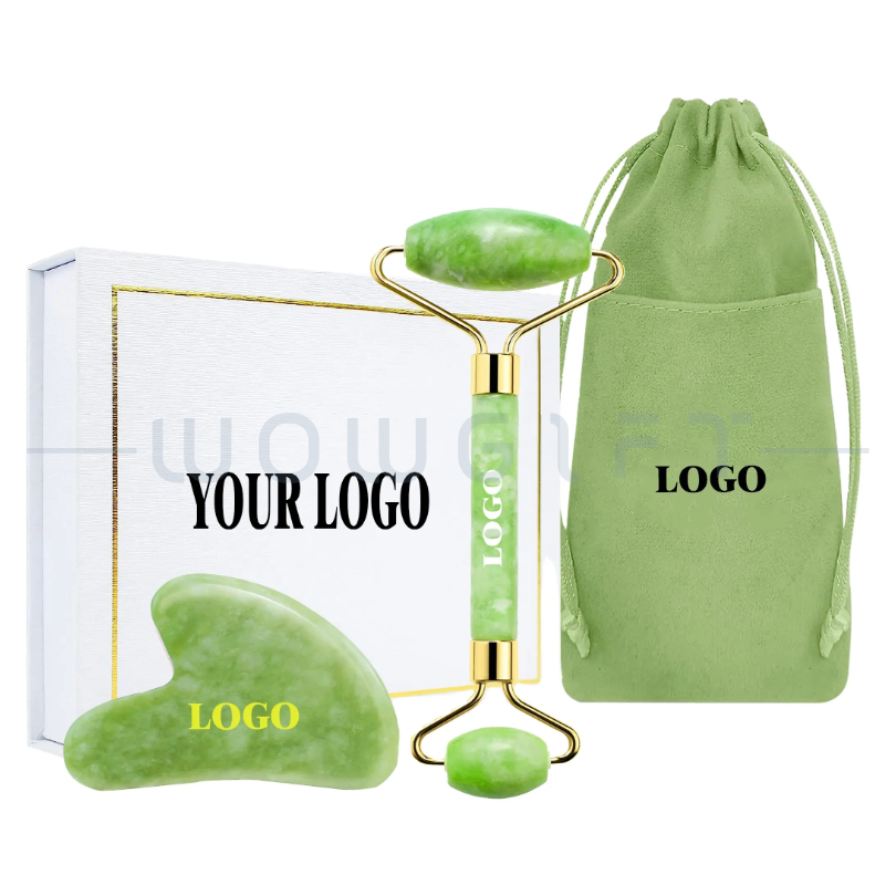 玉石按摩滾輪．臉部美容刮痧棒禮盒