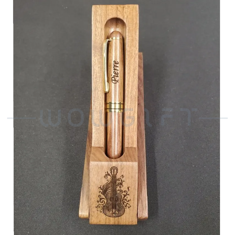 木製禮盒筆組．天然原木盒＋金屬筆