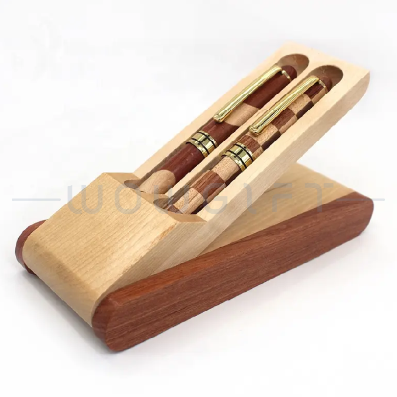 天然原木雙筆禮盒組．高質感木盒 × 金屬筆 / 支援客製雕刻