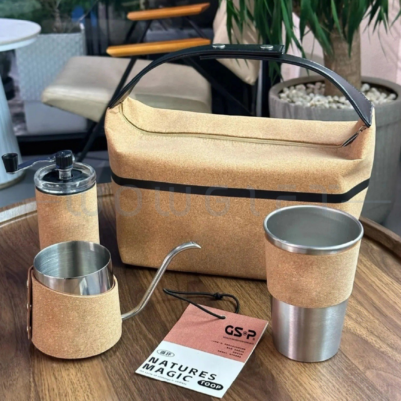 高質感皮革咖啡杯 4 件組．戶外手沖咖啡禮盒組