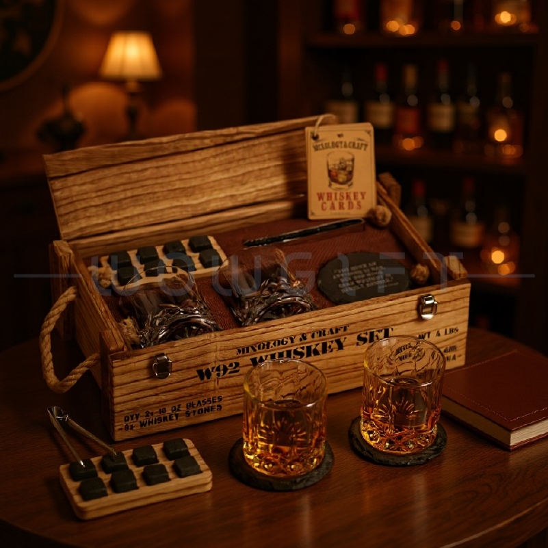 木質威士忌酒杯禮盒套組客製，品牌高端酒禮