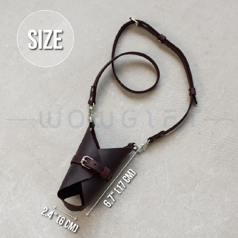 皮革可調斜背保溫杯套客製，客製飲料提袋