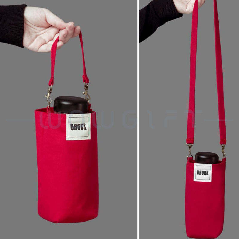 帆布斜背咖啡杯手提袋客製．客製飲料提袋