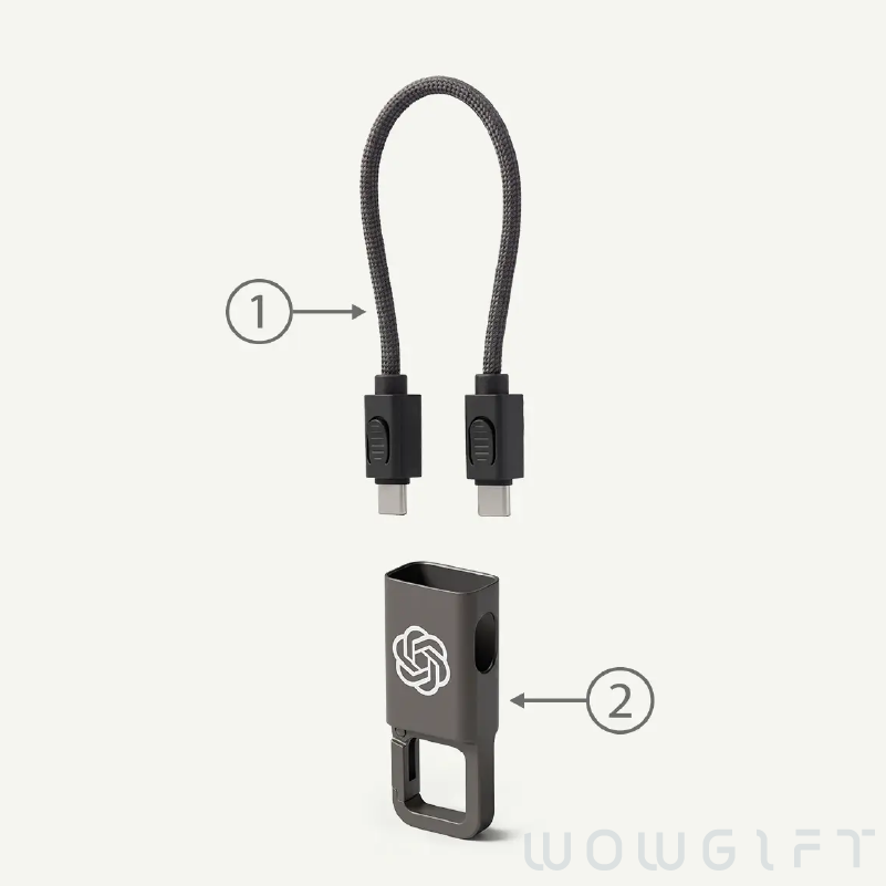 客製多功能充電鑰匙圈．60W快充充電線