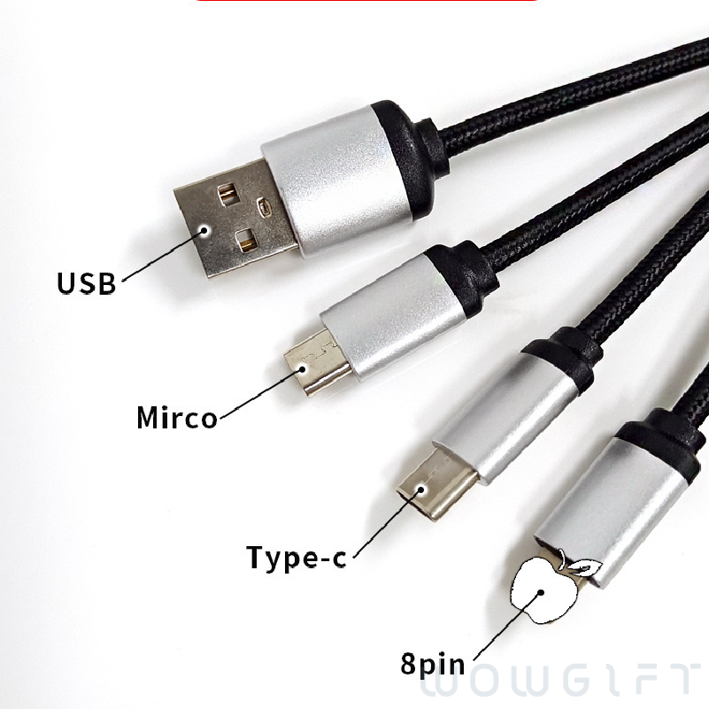 客製發光充電鑰匙圈．三合一充電線