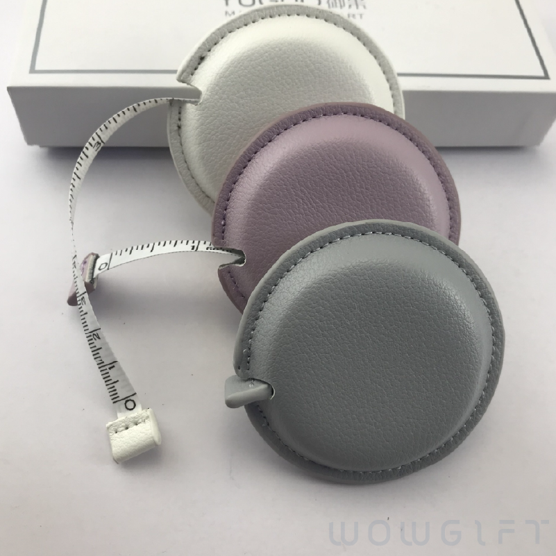 客製圓形PU皮革捲尺．1.5米伸縮皮尺
