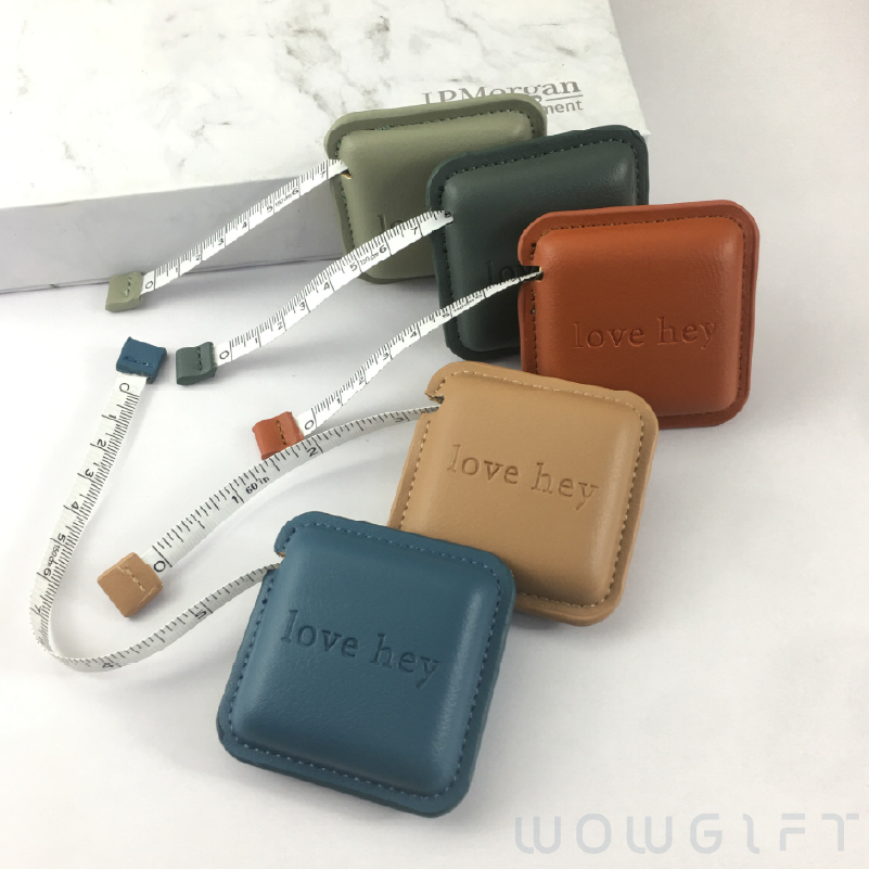 客製方形PU皮革捲尺．2米伸縮皮尺