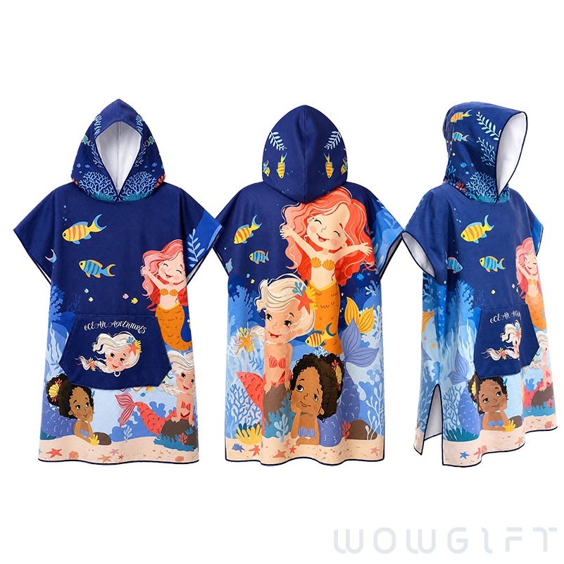 客製兒童連帽浴巾．超細纖維斗篷浴巾