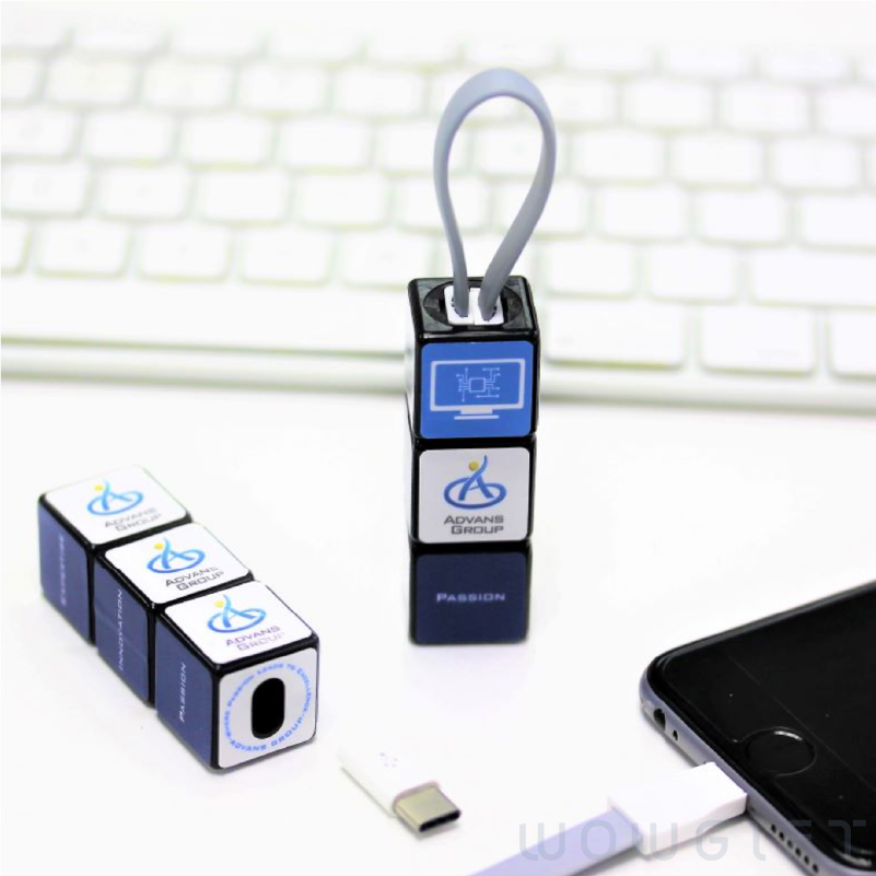 客製魔術方塊充電線．Rubiks 三合一手機充電線