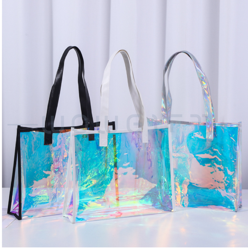 PVC 霧光手提袋．彩虹幻彩購物袋