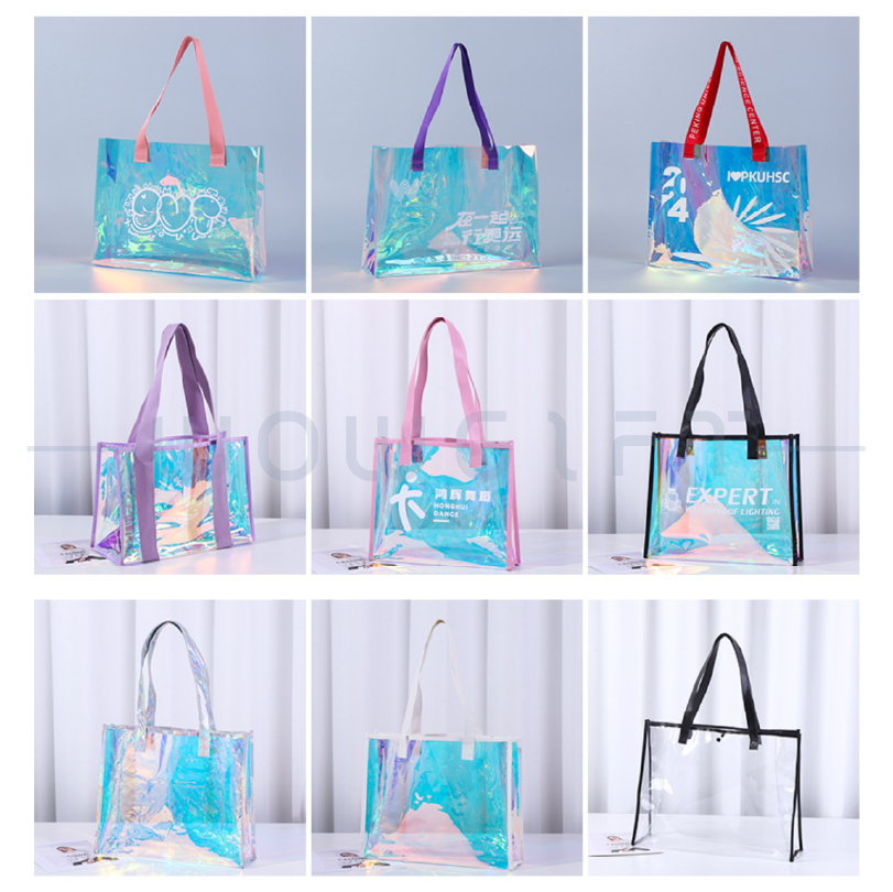 PVC 霧光手提袋．彩虹幻彩購物袋