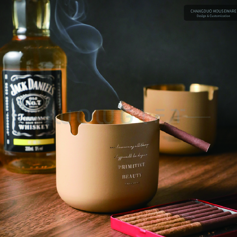 卡其色不鏽鋼煙灰缸