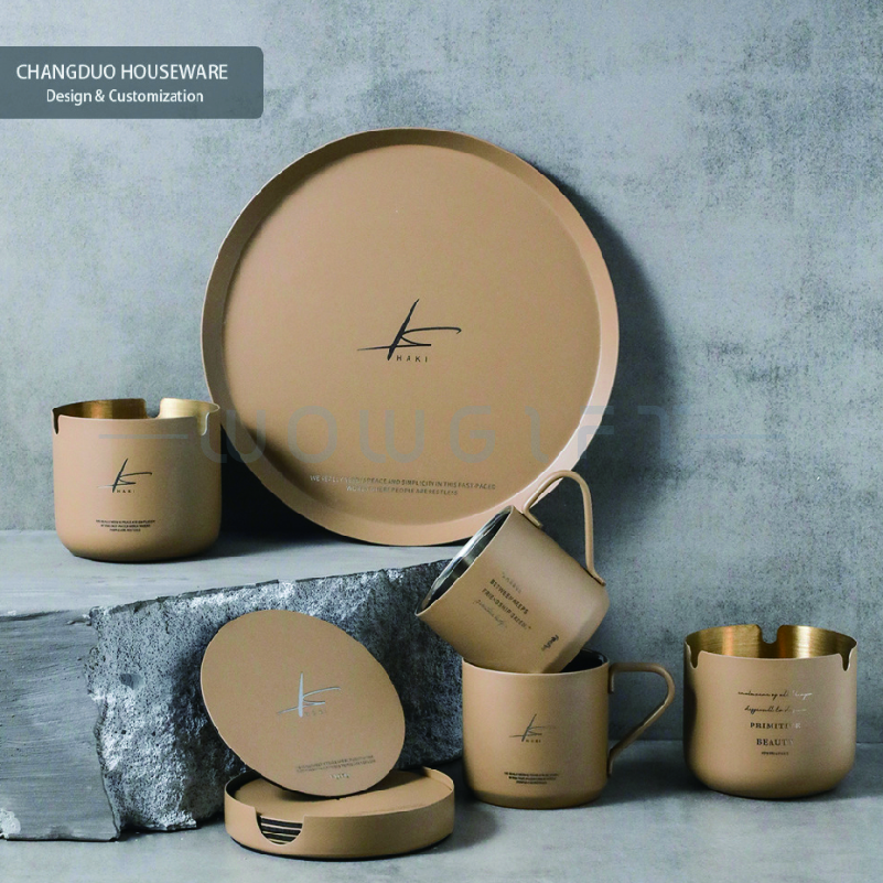 卡其色不鏽鋼煙灰缸