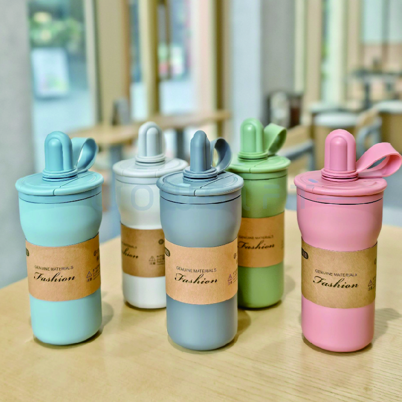 簡約素色不鏽鋼吸管杯