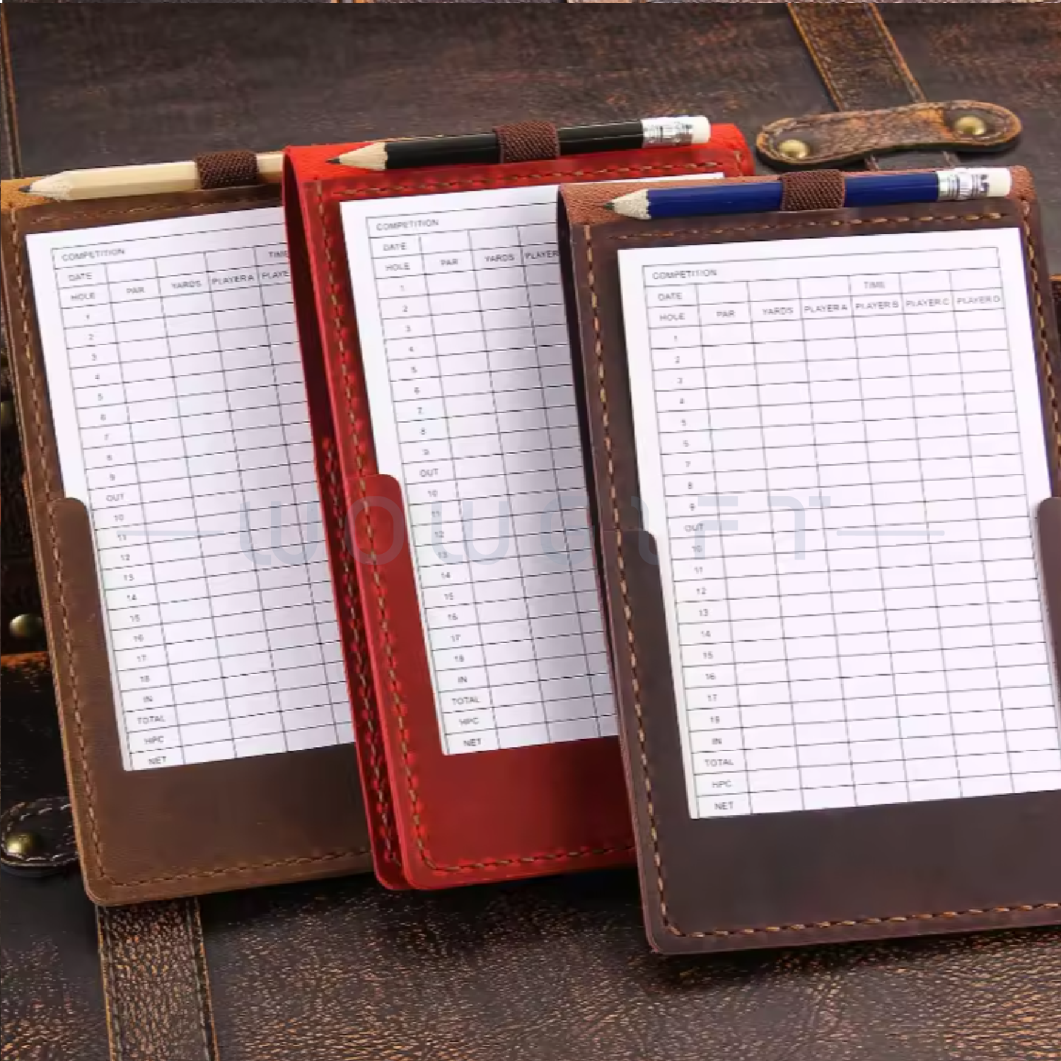 真皮高爾夫計分卡架