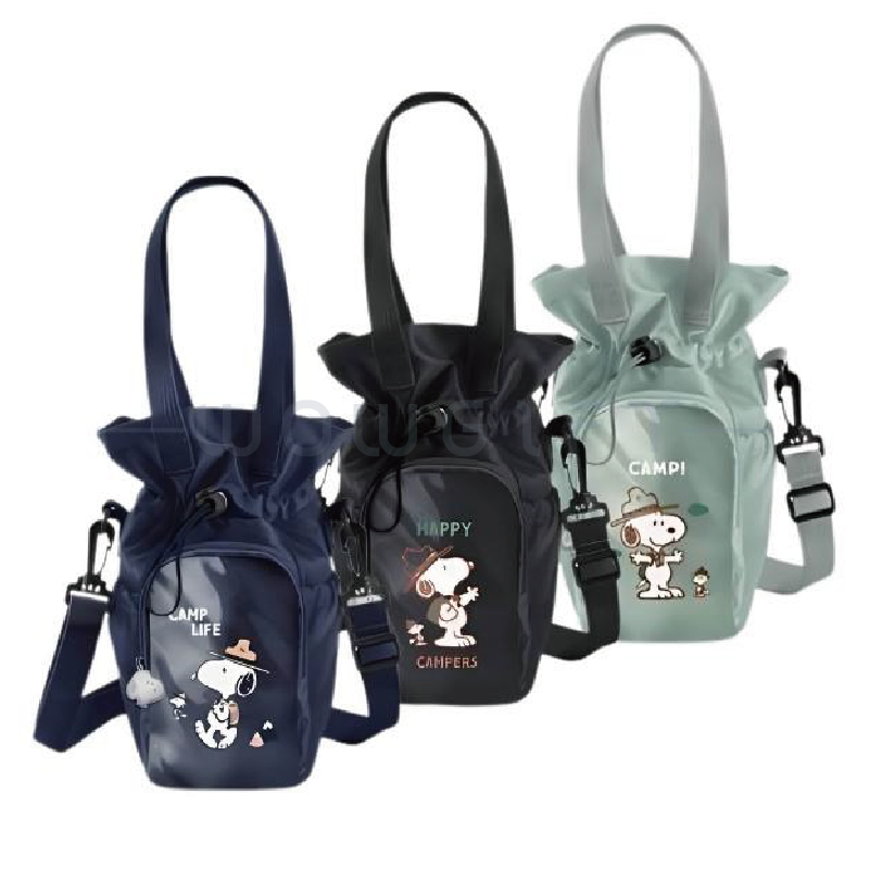 【snoopy史努比】迷彩森林斜背束口包
