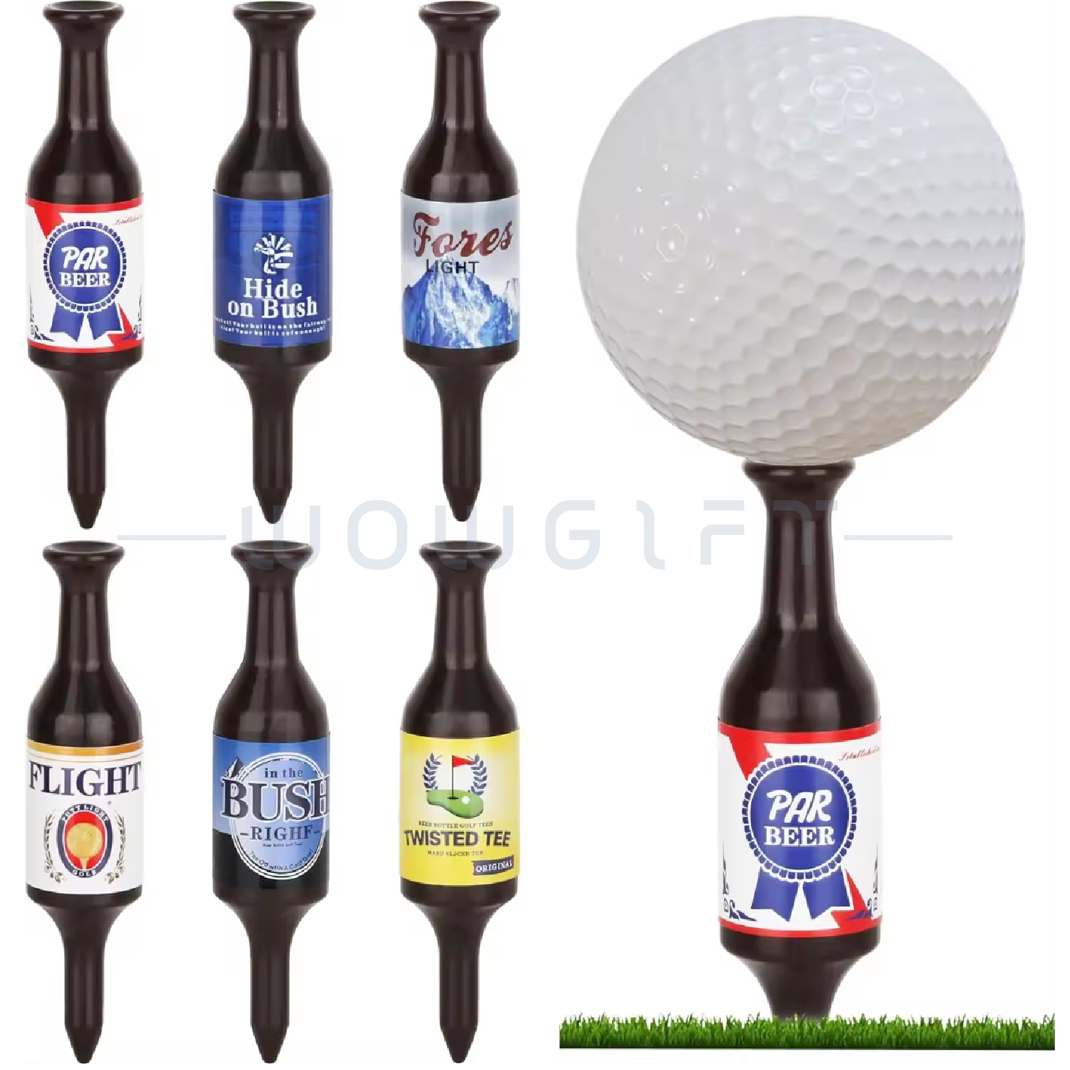 啤酒瓶手工高爾夫球座6入