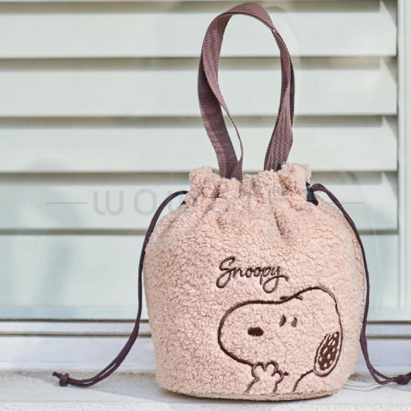 【snoopy史努比】暖心絨毛束口保溫袋
