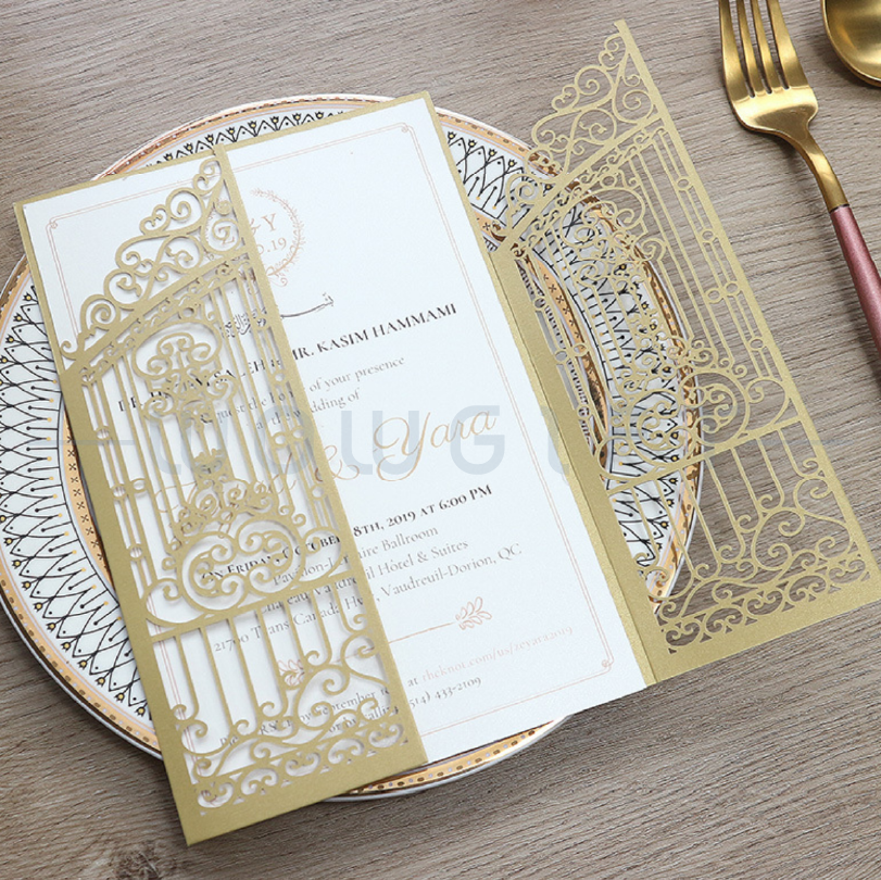 雷雕喜帖．婚禮邀請卡．歐式蕾絲風雷射雕刻喜卡