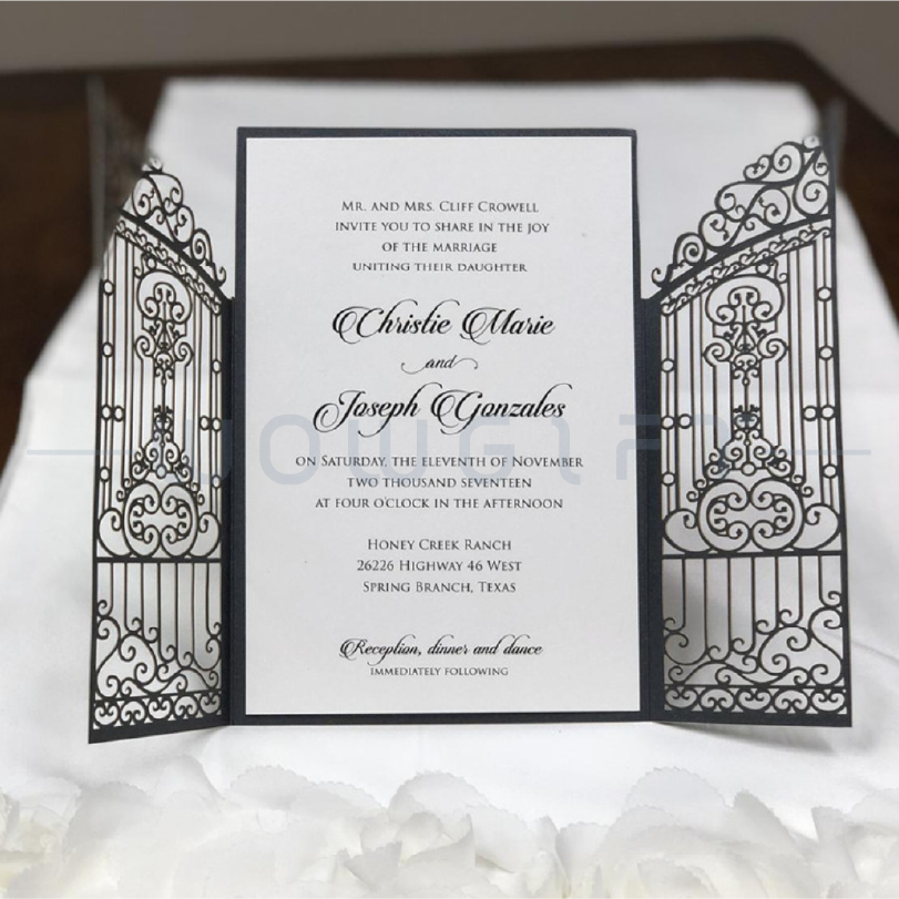 雷雕喜帖．婚禮邀請卡．歐式蕾絲風雷射雕刻喜卡