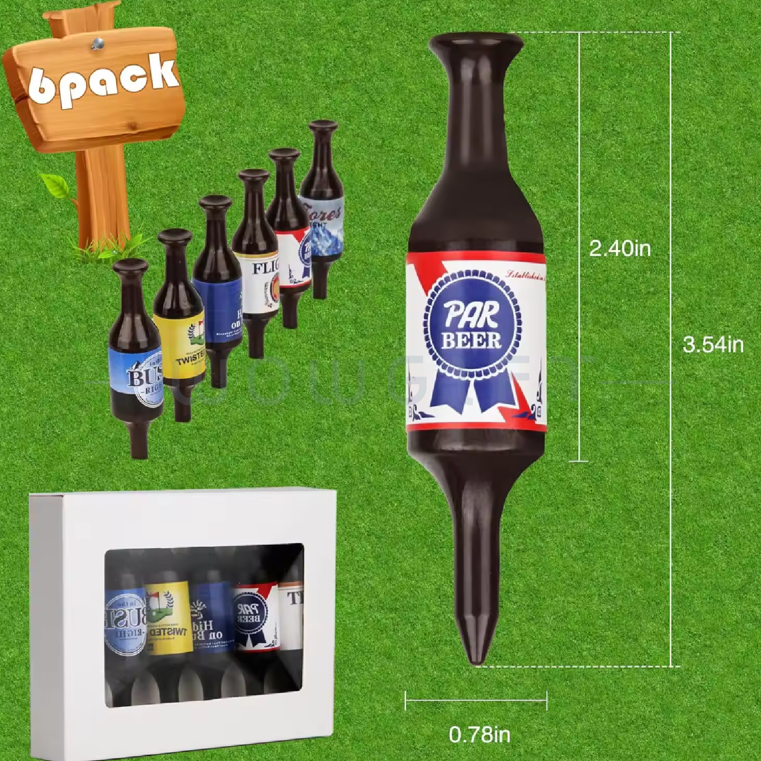 啤酒瓶手工高爾夫球座6入