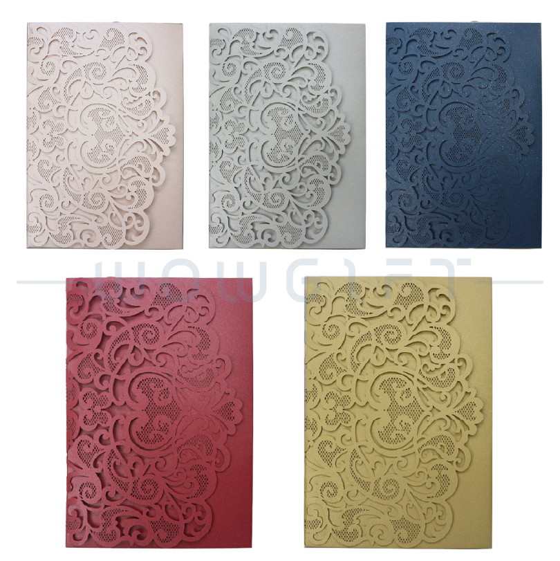 蕾絲珠光紙三折喜帖．婚禮請柬客製化