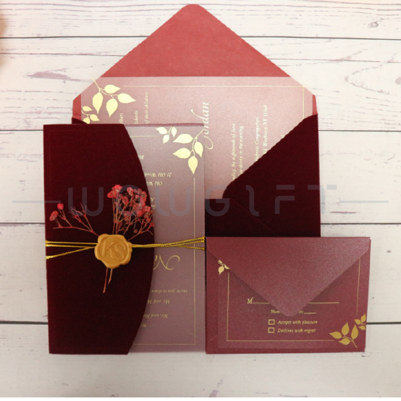 絨布手工卡請柬 | 壓克力燙金