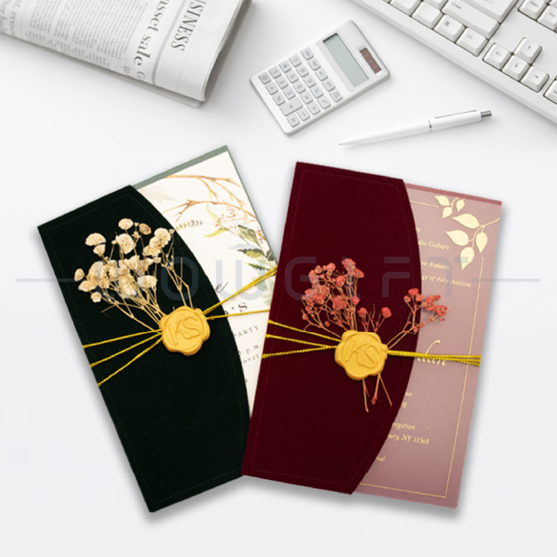 絨布手工卡請柬 | 壓克力燙金