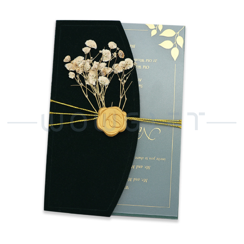 絨布手工卡請柬 | 壓克力燙金