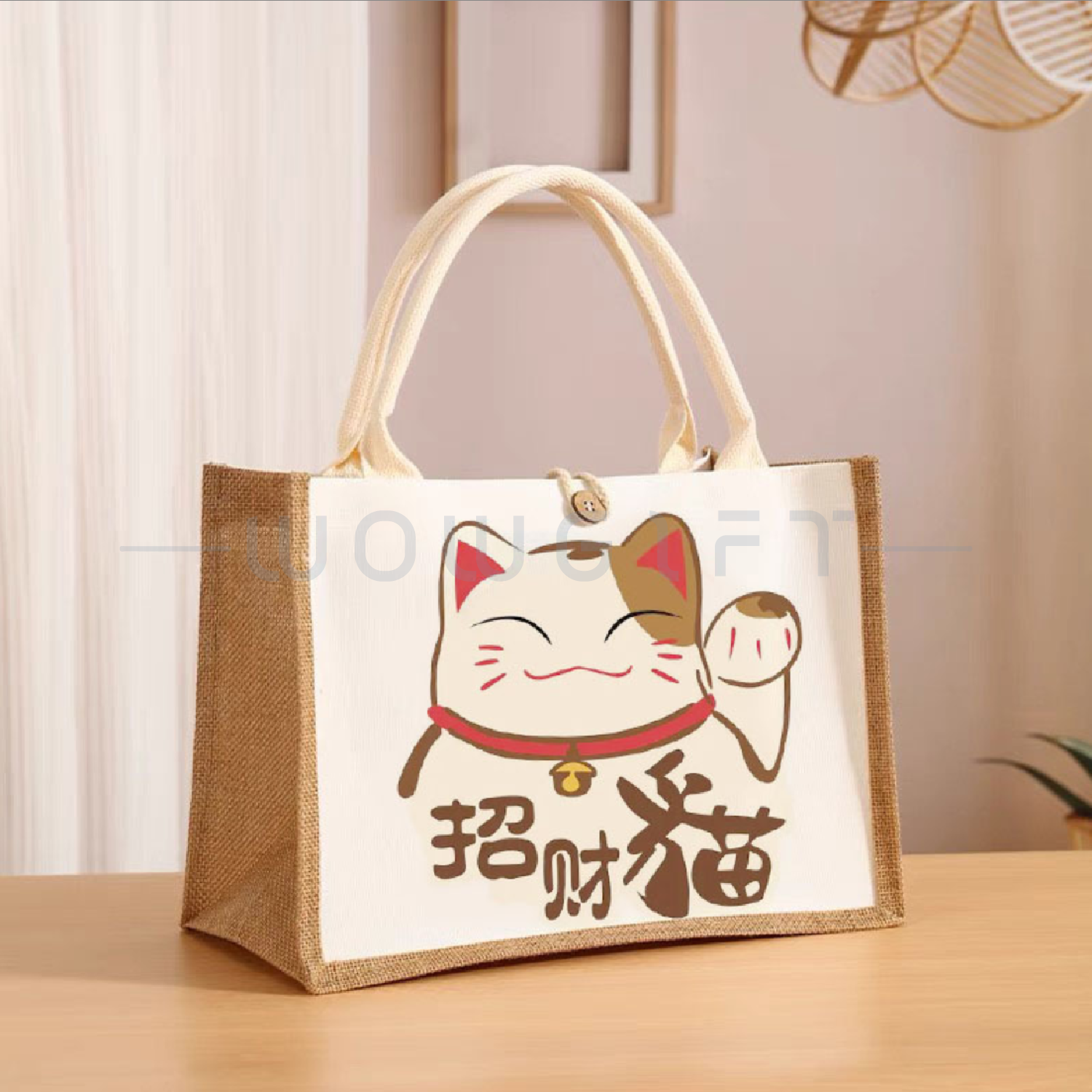 麻布拼接帆布袋．LOGO訂製環保手提袋