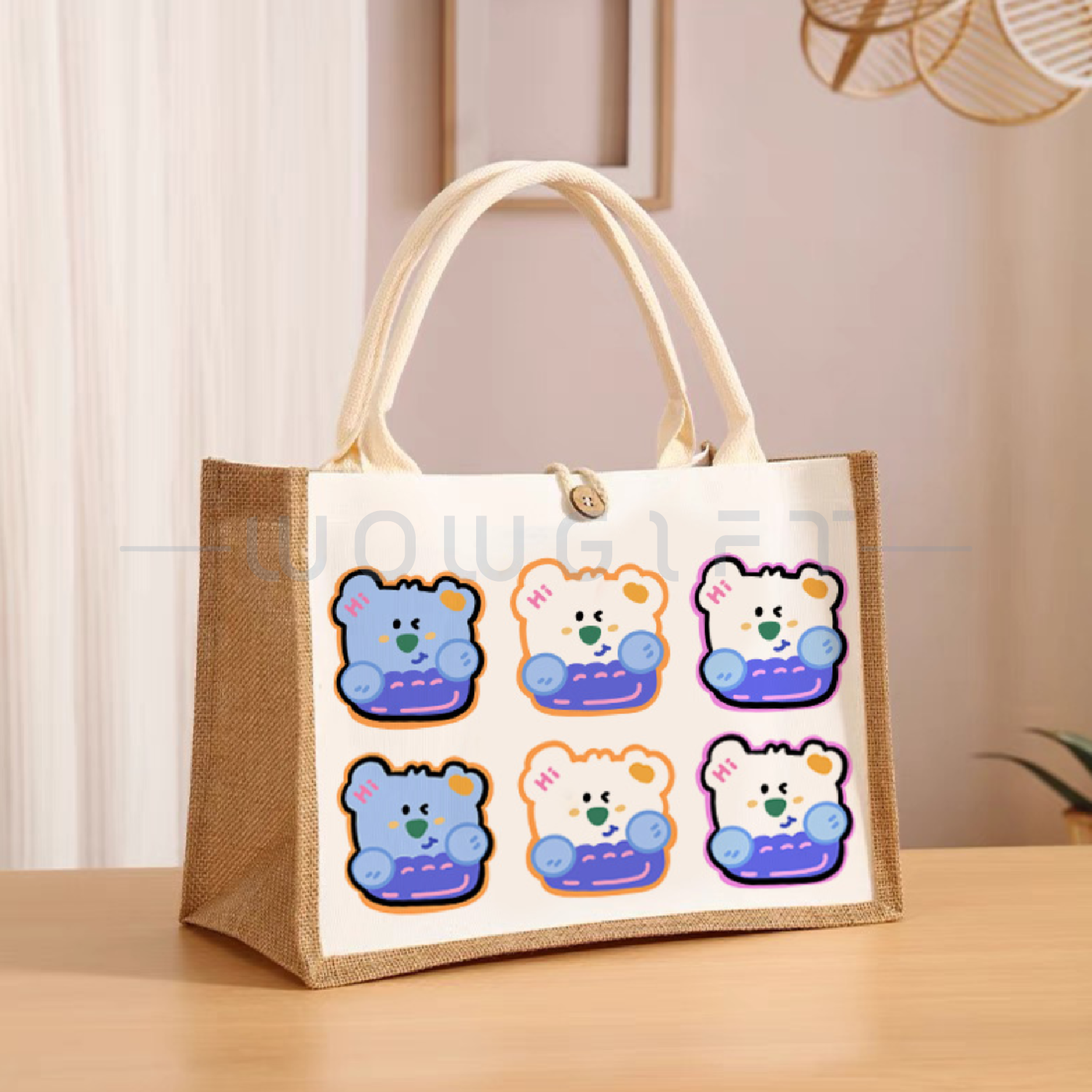 麻布拼接帆布袋．LOGO訂製環保手提袋