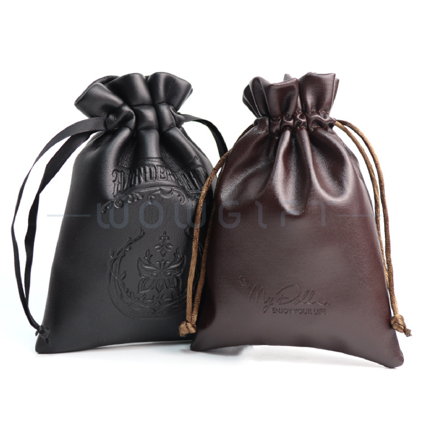 PU 皮革抽繩束口袋